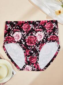 Set de 5 bragas de talla grande para mujeres, de elegante estampado, suaves y transpirables, con cobertura total, aptas para todas las estaciones