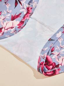 Set de 5 bragas de talla grande para mujeres, de elegante estampado, suaves y transpirables, con cobertura total, aptas para todas las estaciones