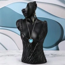 1 pieza Soporte de exhibición de busto de maniquí de resina creativo para almacenamiento de joyas como collares y aretes, modelo de retrato, vitrina, regalo para mujeres - Negro - Ver 27