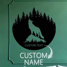 1 件定制嚎叫狼金属标牌、金属卡车墙饰、浣熊金属标牌、浣熊金属墙饰、浣熊壁挂装饰、浣熊爱好者礼物、浣熊名字标牌 - 黑色 - 查看 5