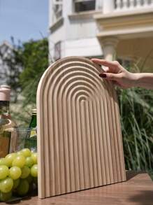 Wooden Wave Pattern Breadboard For Serving Afternoon Tea Or Coffee, Prop Christmas Gift - Camel - View 1