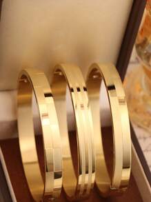 时尚不锈钢手链，送给妈妈的迷人礼物，时尚派对珠宝 - 金黃色 - 查看 7