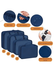 7 Pieces Kit Organizer Bags For Suitcase Clothes Luggage Travel - Beige - View 6
