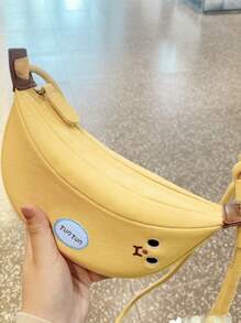 1 chiếc túi xách hình quả chuối hoạt hình dễ thương, đa năng cho việc đi chơi và mua sắm thường ngày - Màu vàng - Xem 3