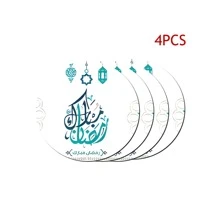 1/4/6pcs Ramadan Themed Coasters, Happy Eid Mubarak, Light Color Ramadan Holiday Series Lantern, Light Ball, Letter Pattern Print Beverage Coasters, 10cm/2mm Thick Rubber Soft Bottom Round Absorbent Rubber Drink Coasters, Non-Slip Backing, Decorative Coasters For Cups, Home Kitchen Dining Table Decor, Ramadan/Eid Al-Fitr, Ramadan Kareem, Ramadan Mubarak Placemats, Eid Decoration, Kitchen Decor, Dining Table Decor