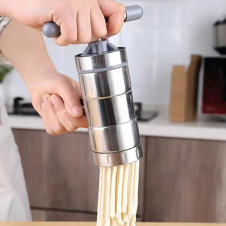 Kitchen Supplies, Manual Noodle Press, Italian Pasta Machine, Household Small Hand Cranked Noodle Machine, Portable - Grey - View 1