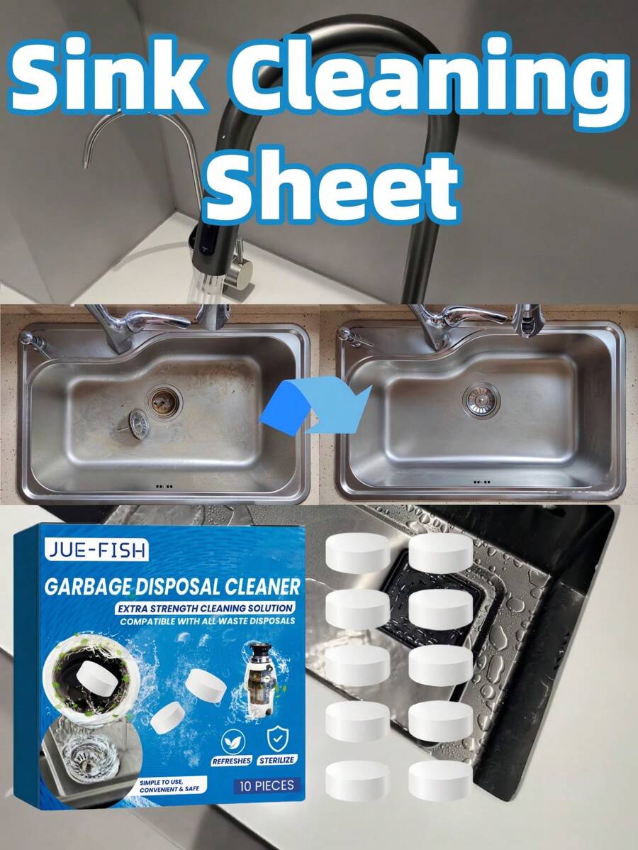 Sink Cleaning Tablets, Kitchen Dishwashing Tub Cleaner For Removing Grease, Dirt, And Unblocking Pipes, Random Assortment - Solid State - View 1