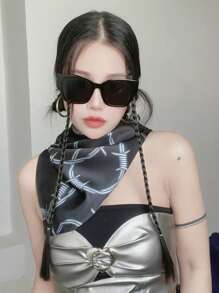 Black UV Protection Headband, Bandana, Necktie, For Women, Versatile & Fashionable Scarf, Headscarf, Hiphop Style For Men