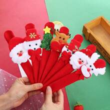 10pcs Random Christmas Slap Bracelets Party Favors Set Featuring Santa Claus, Snowman, And Reindeer Designs – Festive Holiday Themed Decorations And Accessories For All Ages - Multicolor - View 3