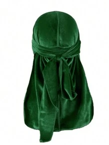 Men's Solid Color Velvet Durag With Thermal Lined - Adjustable Elastic Band For Secure Fit, Soft Breathable Winter Headwear, Pirate-Style Design Suitable For Sports, Outdoor Activities & Casual Wea Pirate Hat Pirate Costume