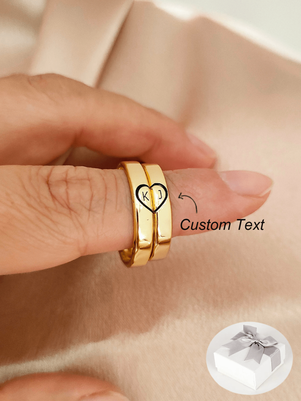 2 Stück/Set personalisierter Namensring, vergoldeter Edelstahl Namensring, personalisierter Namensring, kundenspezifischer Familien-Namensring, DIY personalisierter Namensgedenkring, ideal als Geschenk für ihn/sie, Freund/beste Freunde, modisch, lässig, retro, im Stil des alten Geldes, geeignet als Gedenkgeschenk für Valentinstag, Muttertag, Vatertag, Hochzeit, Geburtstag, gold, silber, stilsicher, bunt, vintage, hipster, einfach, Y2K, 2000er Jahre Mode, benutzerdefiniert, personalisiert, einzigartig, ideales Geschenk für ihn, ideales Geschenk für sie, Freundin, Freund, Vater, Mutter, Familie, Freunde, für Jahrestage, für Geburtstage, für Abschluss, für Prom, für Partys