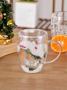Christmas Snowscape Glass Cup - Reusable Glass Cup For Coffee, Tea And Beverages - Multicolor - View 6