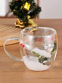 Christmas Snowscape Glass Cup - Reusable Glass Cup For Coffee, Tea And Beverages - Multicolor - View 7