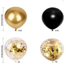 30Pcs 10/12 Inch Black And Gold Balloon Gold Confetti Balloon For Birthday Weddings Anniversary Party Decorations,