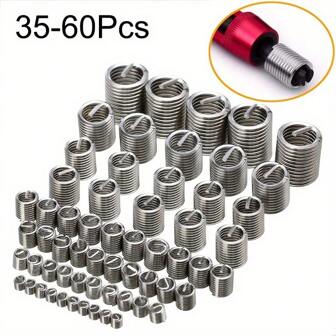 35/60pcs Set Of Premium Stainless Steel Thread Repair Insert Kit For M3, M4, M5, M6, M8, M10, And M12 Sizes,Tools For Men