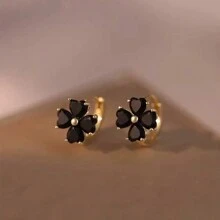 1 对红色锆石四叶草耳钉，独特设计 - 彩色 - 查看 12