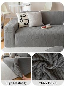 1 件四季羊羔绒弹力沙发套，宠物友好型简约设计防滑全包沙发保护套，防刮沙发套适合 L 形和 1/2/3/4 座沙发（含 1 个枕套） - 深灰色 - 查看 8