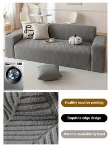 1 件四季羊羔绒弹力沙发套，宠物友好型简约设计防滑全包沙发保护套，防刮沙发套适合 L 形和 1/2/3/4 座沙发（含 1 个枕套） - 深灰色 - 查看 7