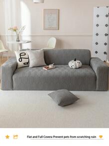 1 件四季羊羔绒弹力沙发套，宠物友好型简约设计防滑全包沙发保护套，防刮沙发套适合 L 形和 1/2/3/4 座沙发（含 1 个枕套） - 深灰色 - 查看 6