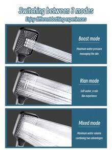 Tatukiko High Pressure Square Shower Head With Large Water Outlets, High Flow Rate Single-Hand Shower Head, 1.5m Shower Hose, No-Drill Shower Holder, Bathroom Home Bathroom Decor Fall Decor Bathroom Accessories