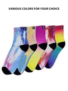 1 Cặp Vớ Thể Thao & Yoga Dài Nhuộm Màu Thu/Đông, Vớ Nhiều Màu Phong Cách Hiphop Thấm Hút & Nhanh Khô, Thời Trang - Nhiều màu - Xem 14