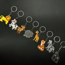 8 件装可爱卡通森林动物 PVC 软橡胶钥匙扣吊坠丛林动物包包配饰装饰家居装饰个性汽车吊坠钥匙扣派对礼物冬季女士礼物 - 彩色 - 查看 5