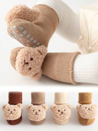4pairs/3pairs/2pairs/1Pair Of Newborn Baby Infant Fall And Winter Terry Padded Thickened Warm Mid-Calf Toddler Flooring