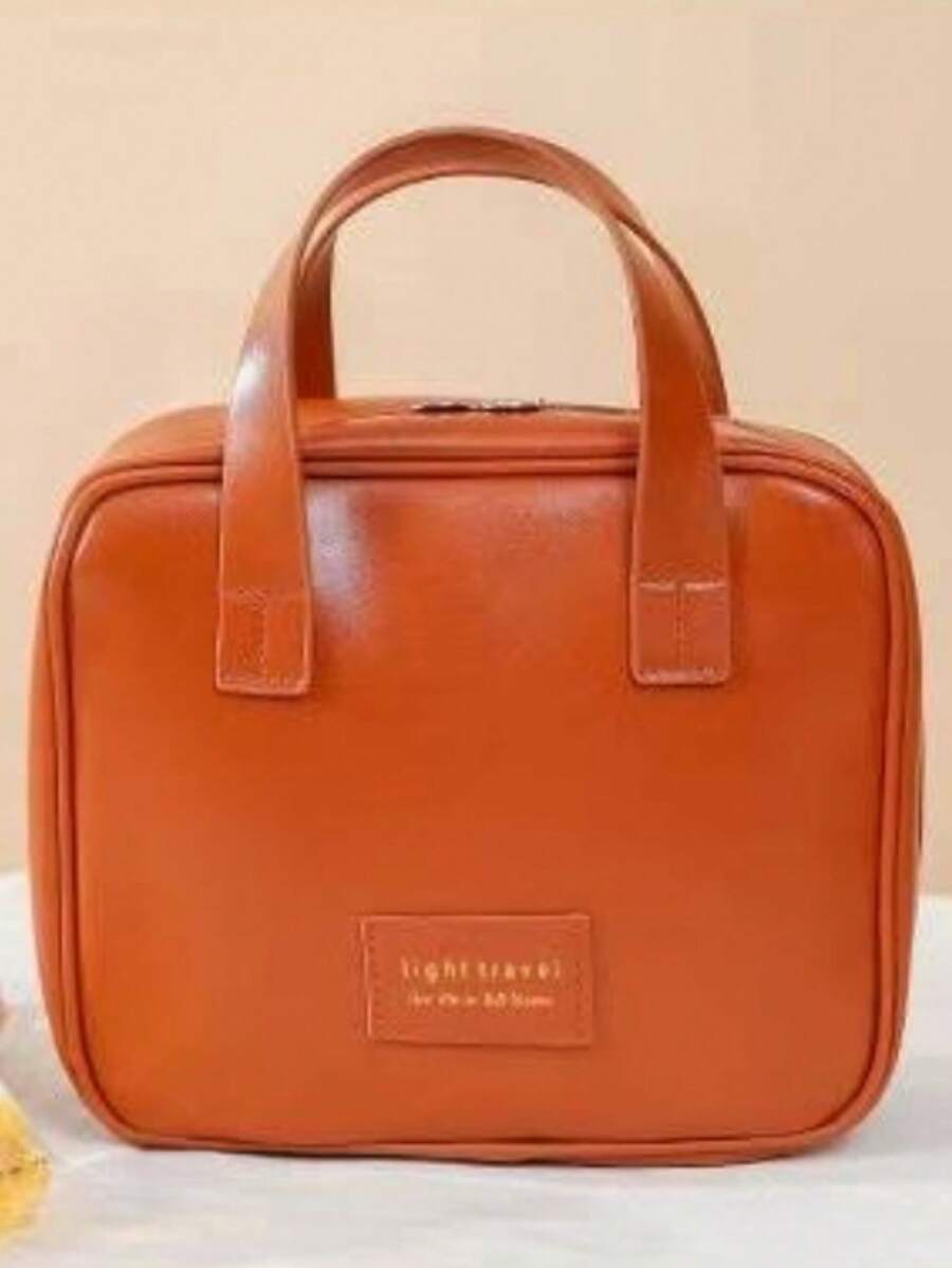 PU Leather Cosmetic Bag Large Capacity Portable Travel Cosmetic Bag For Travel - 棕色 - 查看 1