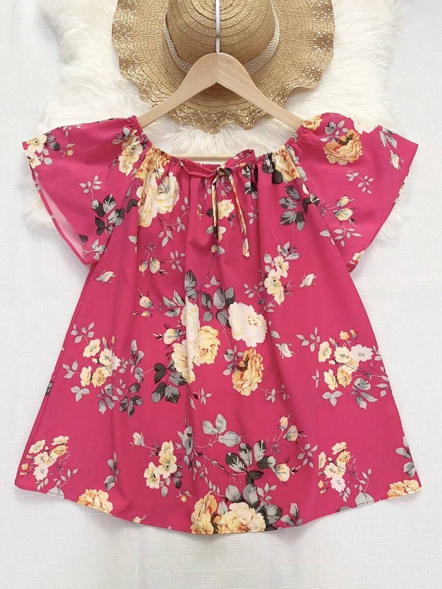 Women's Fashion Blouse - 玫紅色 - 查看 1