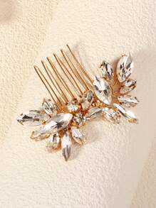 1 件装女士水钻新娘婚礼发梳奢华发饰闪亮水钻新娘侧发梳女士新娘女孩 - 金色 - 查看 7