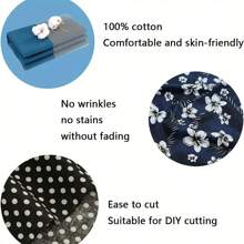 缝纫用布料 9 件，花卉图案印花布料，DIY 缝纫工艺图案拼布，工艺用布料，花卉系列（20 英寸 X20 英寸，黑色） - 黑與白 - 查看 3