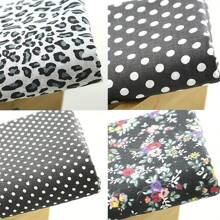 缝纫用布料 9 件，花卉图案印花布料，DIY 缝纫工艺图案拼布，工艺用布料，花卉系列（20 英寸 X20 英寸，黑色） - 黑與白 - 查看 5