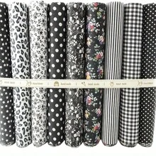缝纫用布料 9 件，花卉图案印花布料，DIY 缝纫工艺图案拼布，工艺用布料，花卉系列（20 英寸 X20 英寸，黑色） - 黑與白 - 查看 2