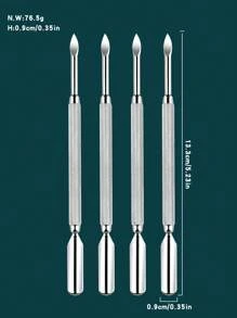 Stainless Steel Ultra-Thin Double-Headed Cuticle Remover - Manicure Nail Tool For Cuticles And Calluses Removal, Angled Callus Pusher Double-Sided Cleanup Edge Knife - Silver - View 3
