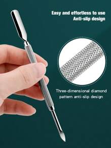 Stainless Steel Ultra-Thin Double-Headed Cuticle Remover - Manicure Nail Tool For Cuticles And Calluses Removal, Angled Callus Pusher Double-Sided Cleanup Edge Knife - Silver - View 6