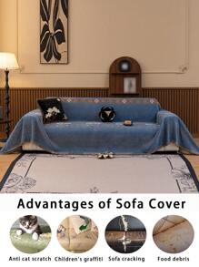 1pc 4-Season Chenille Jacquard Sofa Cover Throw, Bohemian Style Pet Waterproof Anti-Slip Dustproof Sofa Protector, Faux Suede Couch Cover For L-Shape Sofa And 1/2/3/4 Seat Sofa (Sold Individually)