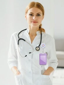 可爱花朵护士伸缩证件夹，带ID证件套、钥匙圈，趣味ID姓名证件夹，适用于钥匙链，易拉扣设计，适用于办公室、医院、实验室，是医生、护士、工作人员的理想之选，也是汽车配件、包包挂饰、哥特风、Y2K风格、万圣节配饰、教师节、圣诞节礼物创意、带证件套的包带、汽车配件、包包挂饰、送给朋友或姐妹的绝佳礼物。 - 彩色 - 查看 5