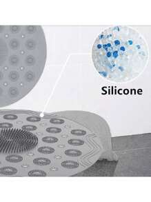 Round Silicone Shower Mat Non-Slip Massager Cleaning Feet Bath - Xám - Xem 6