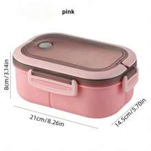 1 件学生/办公室工作人员便当盒，双层食物储存容器，可微波炉加热 - 彩色 - 查看 8