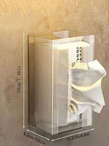 2件/1件豪华悬挂式纸巾盒，浴室壁挂式纸巾架，面巾纸分配器 - 透明 - 查看 4
