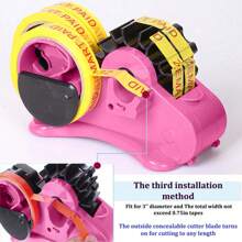 Cute Pink Desk Tape Dispenser With Pen Slot, 1 Inch And 3 Inch Double Roll Cores, Semi-Automatic, 3/4 Inch Thermal Tape Dispenser And Cutter, Designed For Office, School And Warehouse Back To School - Pink - View 3