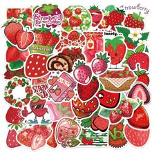 50 Piezas Pegatinas de Dibujos Animados de Fresa para Portátil, Botella de Agua, Equipaje, Taza, Teléfono, Tableta, Cantimplora, Bicicleta, Cuaderno, Coche