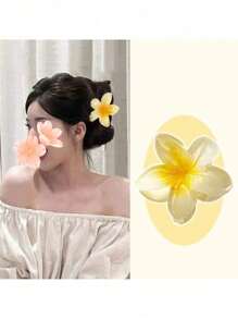 Frangipani Beach Holiday Flower Clip Beach Holiday Clip Large Size Hair Clip High-End Hair Clip Headdress Photo Back Head Shark Clip Hair Accessories Hair Clip - 彩色 - 查看 4