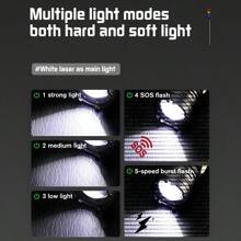 1pc Multi-Modes LED Flashlight Powerful Zoom Flashlight Type-C Rechargeable Torch With Side Light Red Warning For Camping Exploration Fishing Walking Work - Black - View 3