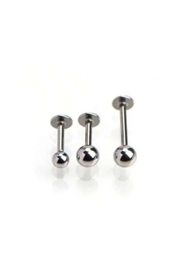 1pc Medical Grade Hypoallergenic Titanium Steel Flat Stem Round Ball Nose Stud, 20G/18G Earbone/Eyebrow/Lip/Tongue Piercing Jewelry
