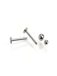 1 Stück medizinische Grad hypoallergene Titan-Stahl flacher Stift, extern mit Gewinde, kugelförmiger 20G/18G Ohrstecker für Knorpel, Augenbraue, Grübchen, 316L Piercing Schmuck, Lippen Ring, Zungenstecker