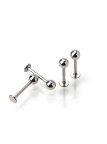 1 Stück medizinische Grad hypoallergene Titan-Stahl flacher Stift, extern mit Gewinde, kugelförmiger 20G/18G Ohrstecker für Knorpel, Augenbraue, Grübchen, 316L Piercing Schmuck, Lippen Ring, Zungenstecker