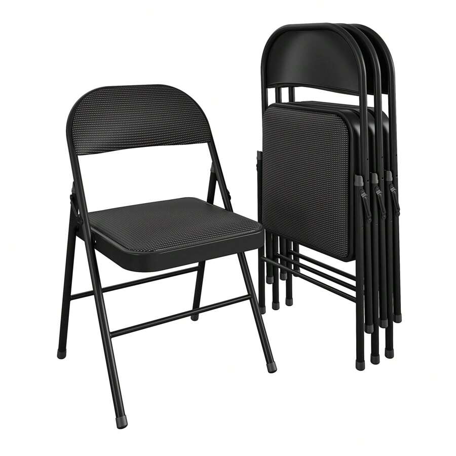 Deluxe Fabric Padded Folding Chair, Black, 4 Count - 4 - 查看 1
