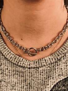 1 Hot Jewelry Personalized Thick Chain Necklace Europe And The United States Fashion OT Buckle Necklace Women - chain - View 3