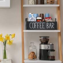 1pc Coffee Bar Accessories Storage Rack, Countertop Style, Tea And Coffee Storage, Wooden Coffee Bar Accessories, Suitable For Countertop And Farmhouse Style Storage Set, Can Perfectly Store Coffee Cups, Coffee Capsules, Sugar And More.